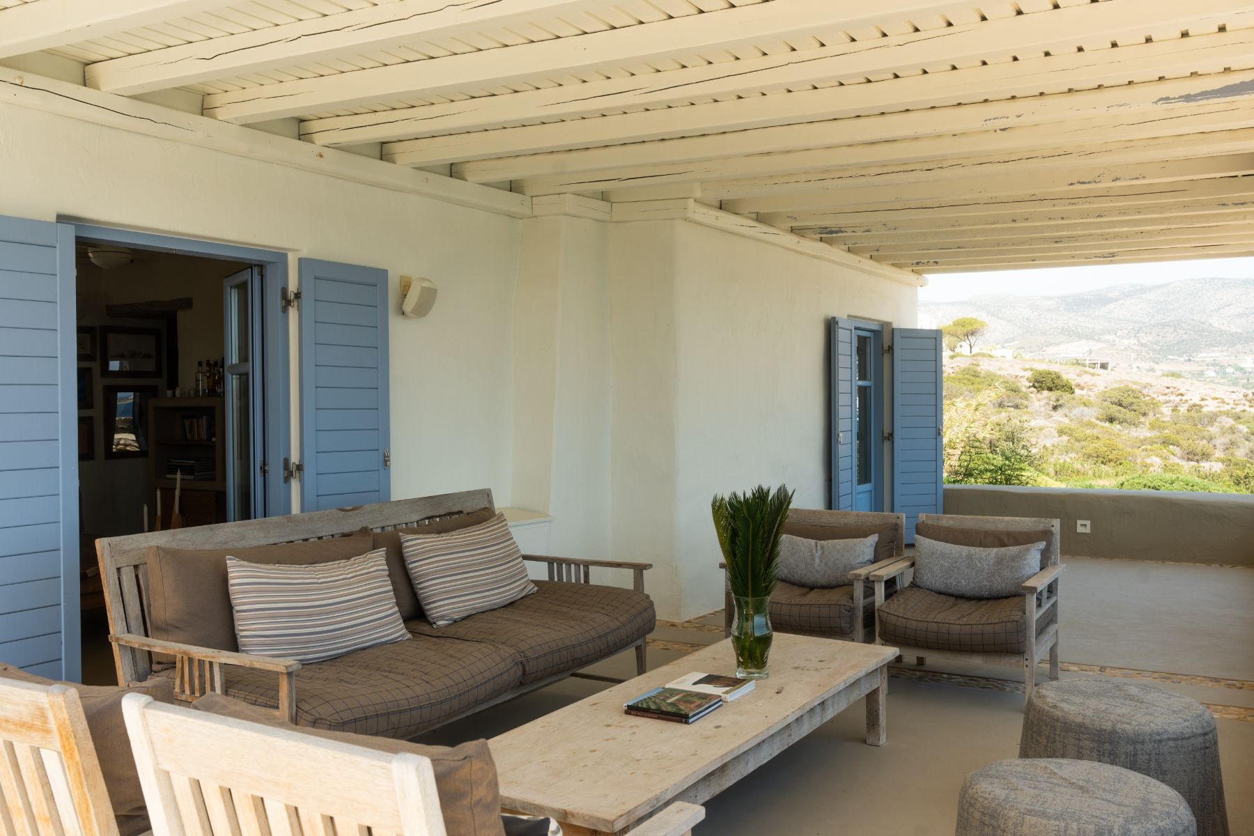 Outdoor seating area at Villa Kymata, Paros