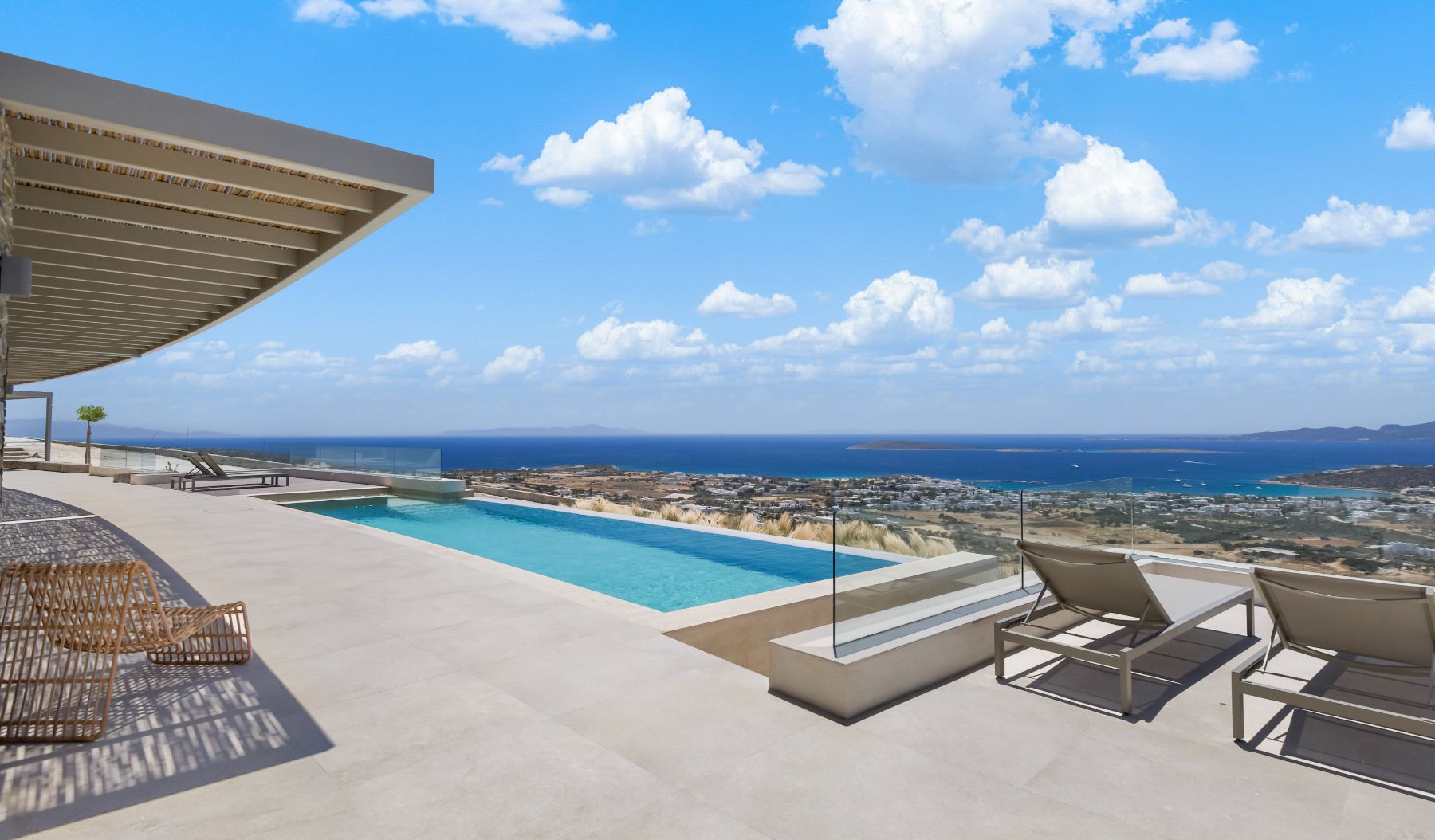 Pool with sea view at Villa Lara, Paros
