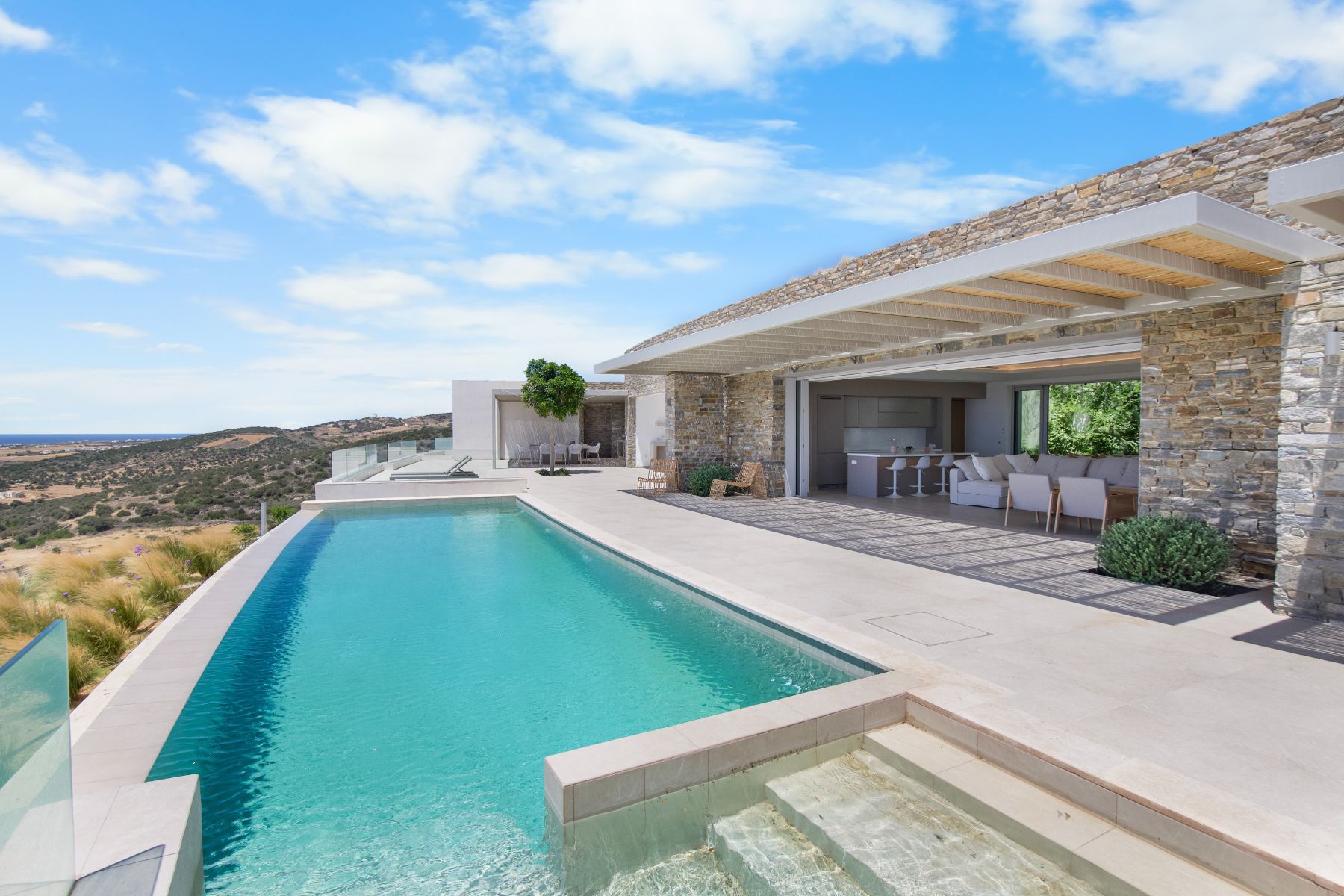 Pool and terrace at Villa Lara, Paros