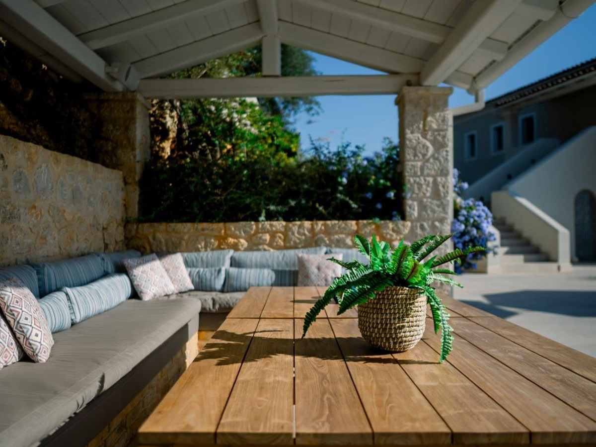 Outdoor seating area at Villa Leonidas