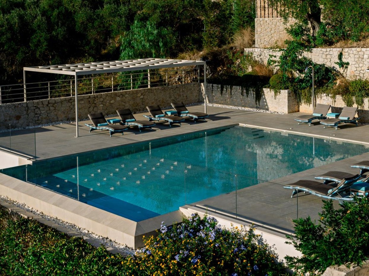 Pool with terrace at Villa Leonidas