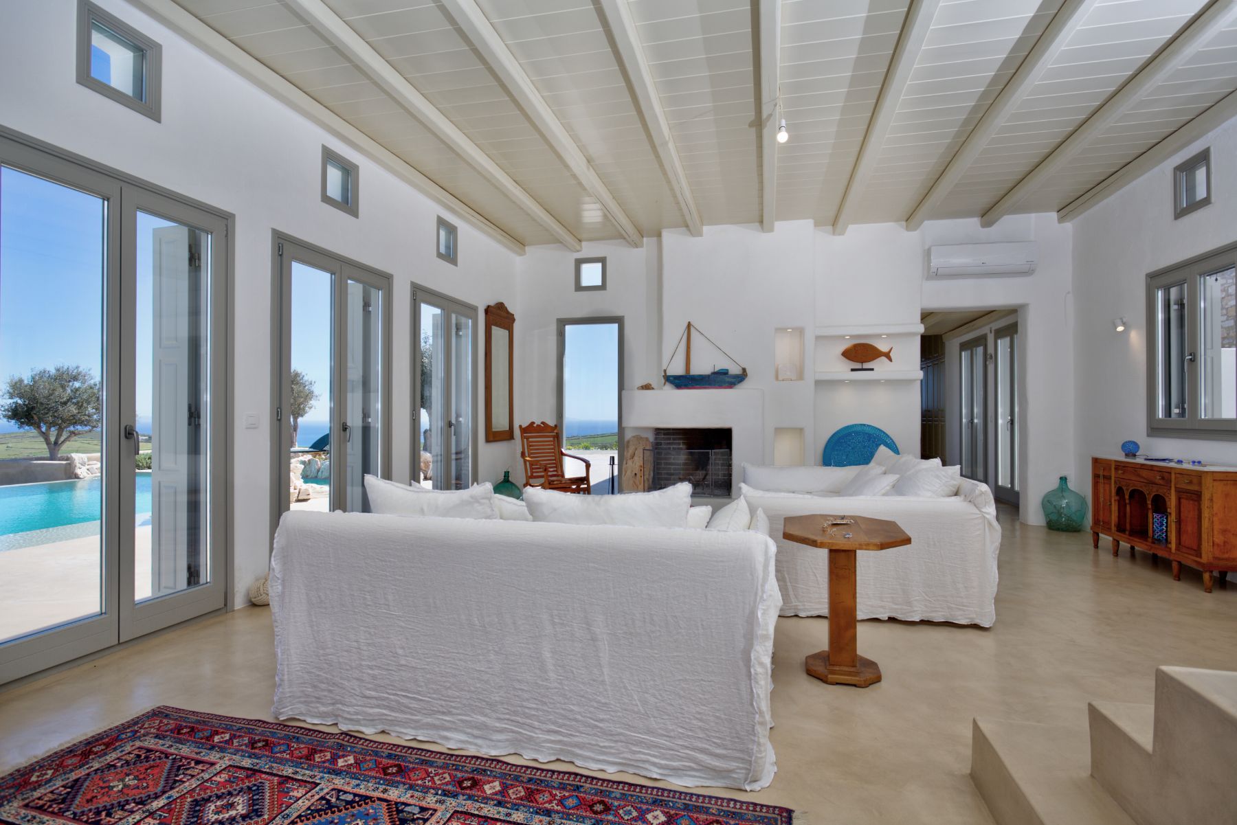 Living room at Villa Livadi, Paros
