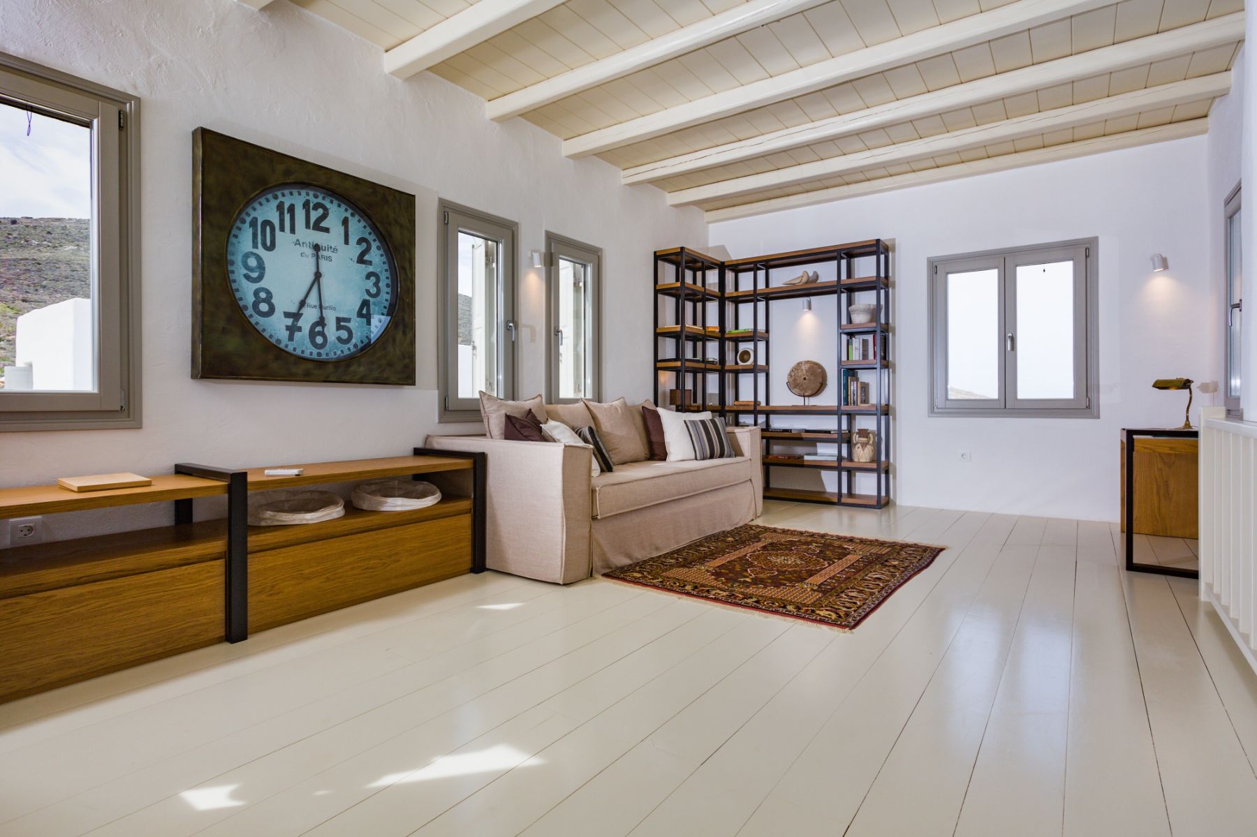 Indoor seating area at Villa Livadi, Paros