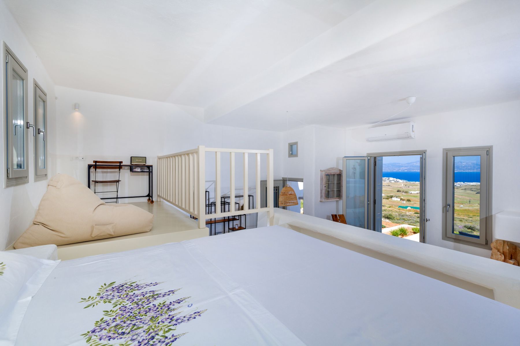 Open plan bedroom suite at Villa Livadi, Paros