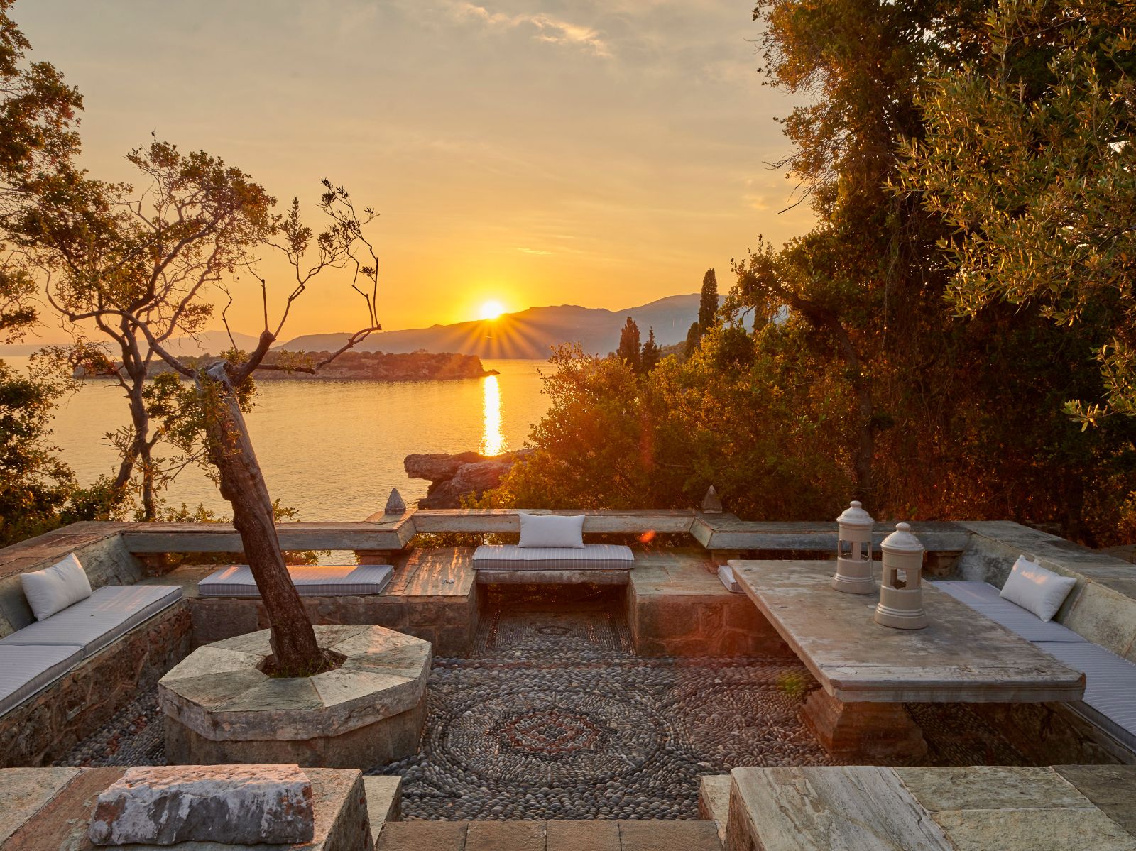 Evening at Villa Mani in the Peloponnese 