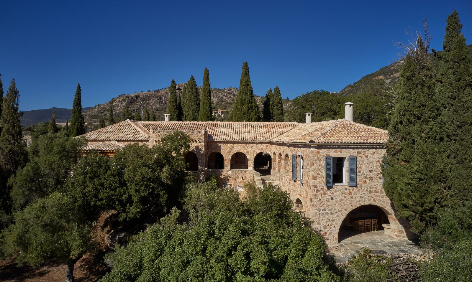 Full Exterior of Villa Mani in the Peloponnese 