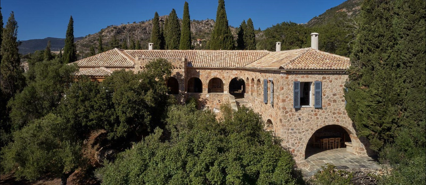 Full Exterior of Villa Mani in the Peloponnese 