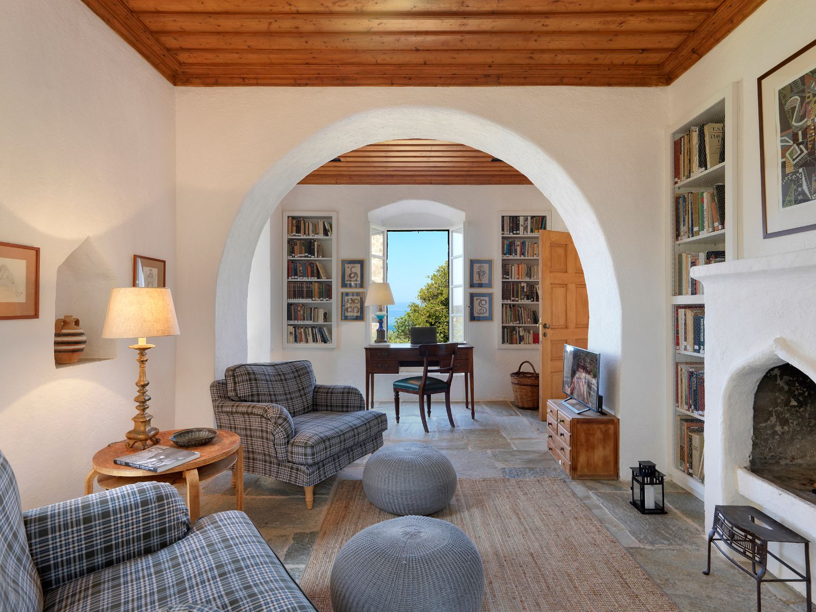 Library Seating at Villa Mani in the Peloponnese 
