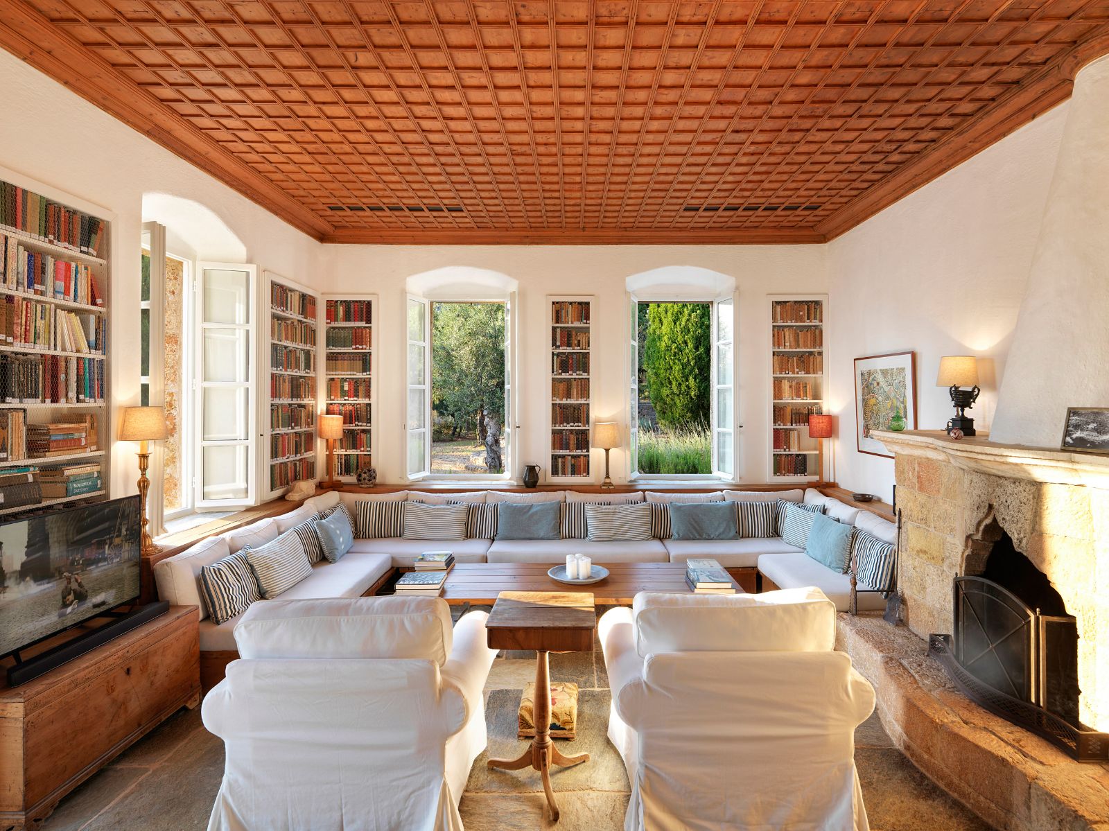 Living Room at Villa Mani in the Peloponnese 