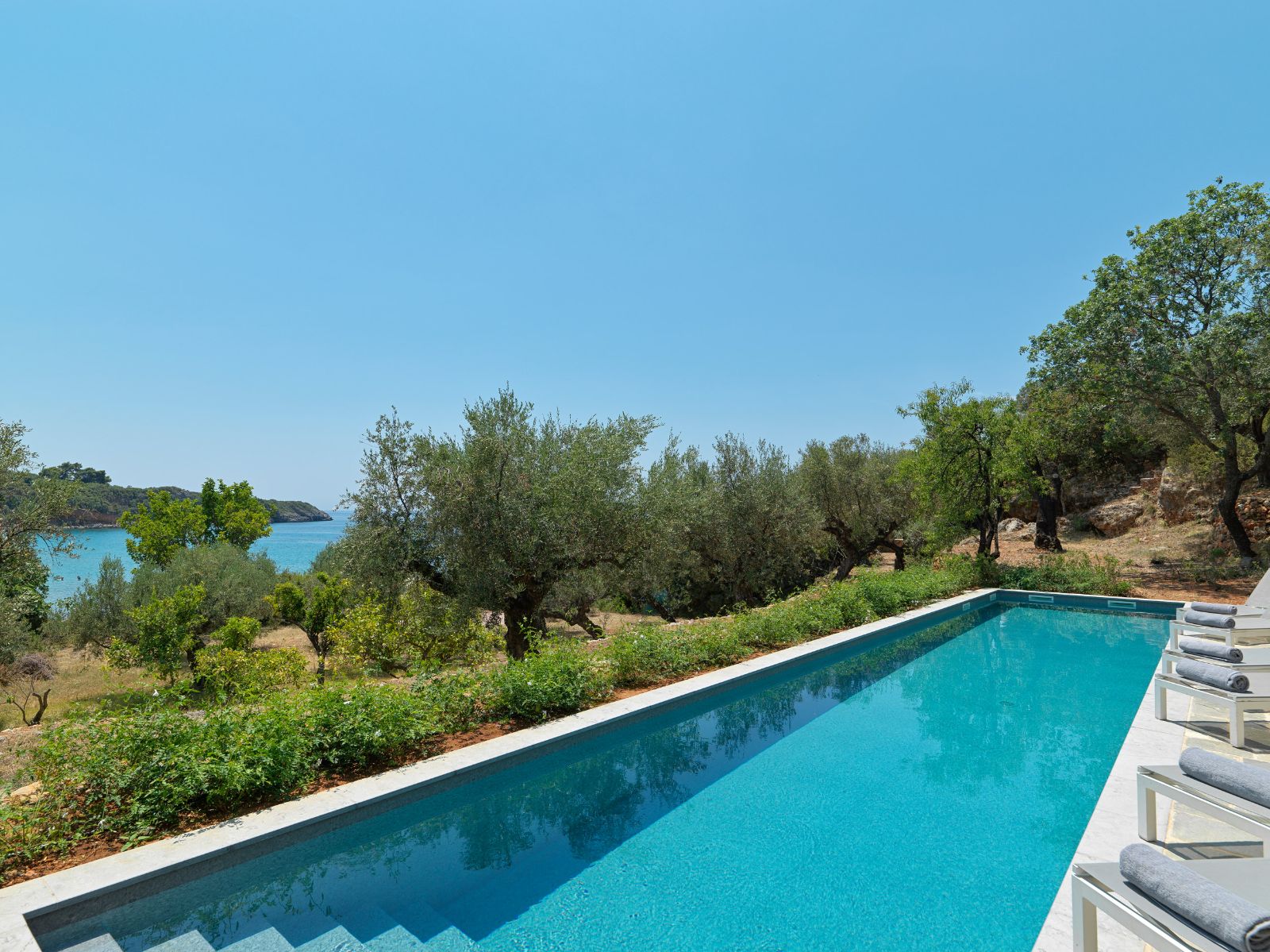 Pool View at Villa Mani in the Peloponnese 