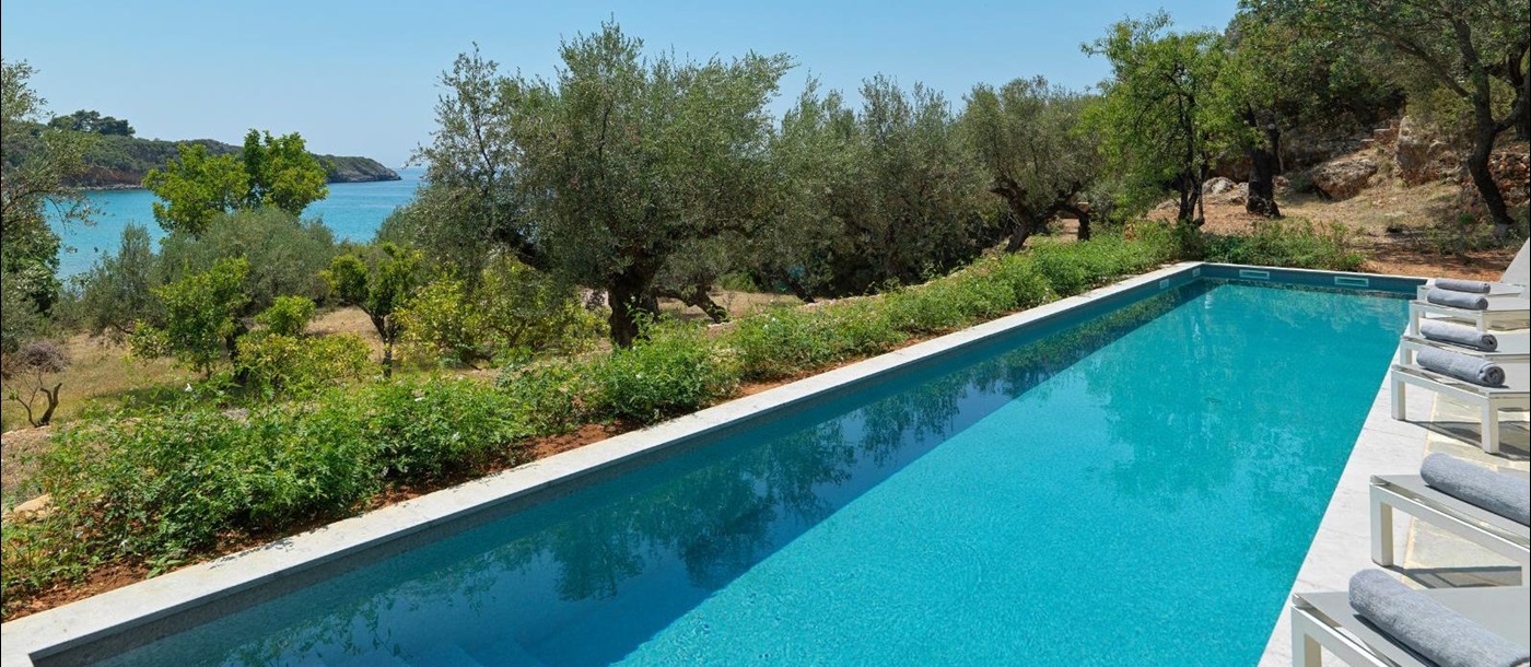 Pool View at Villa Mani in the Peloponnese 