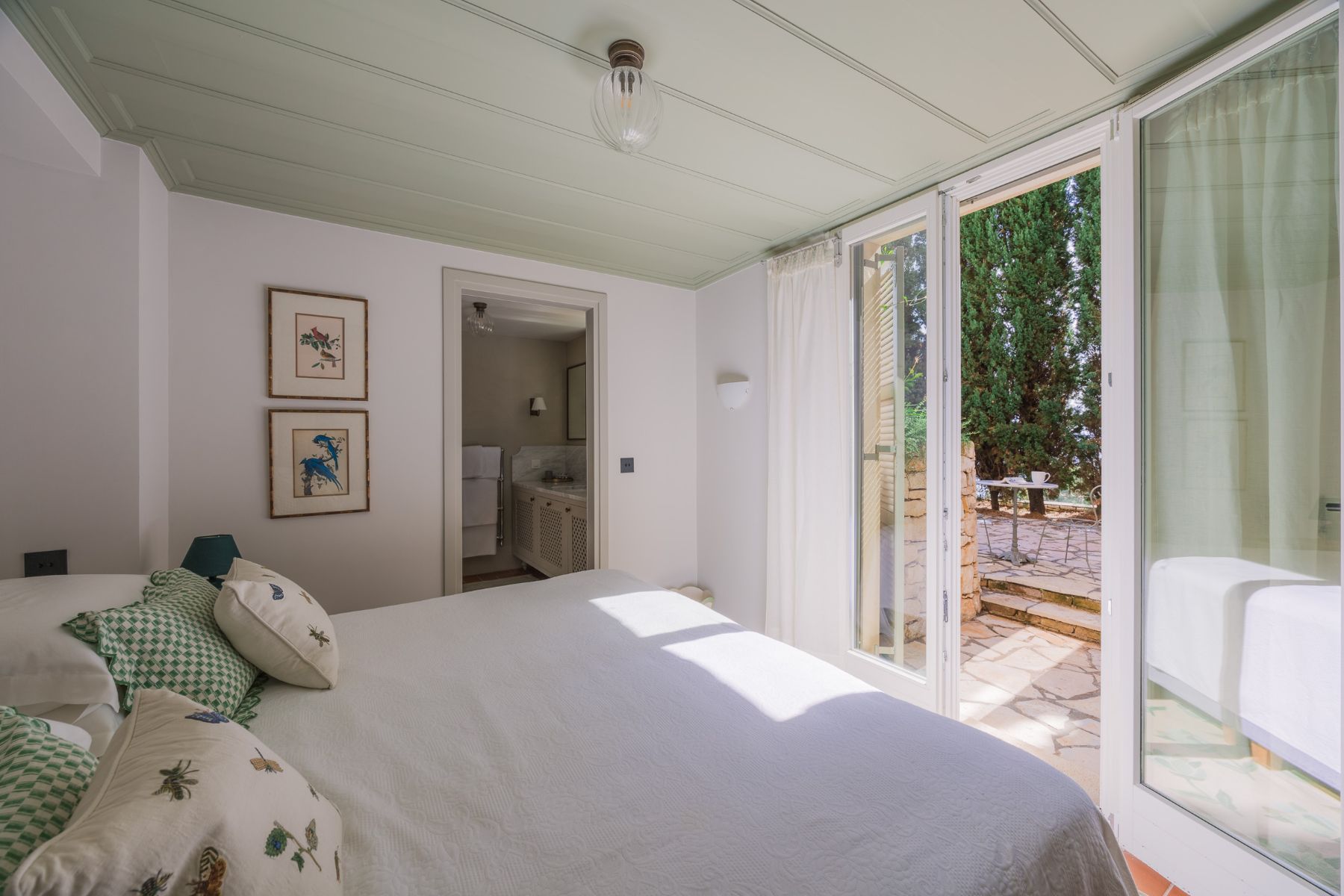 Bedroom with terrace at Villa Mareas, Corfu