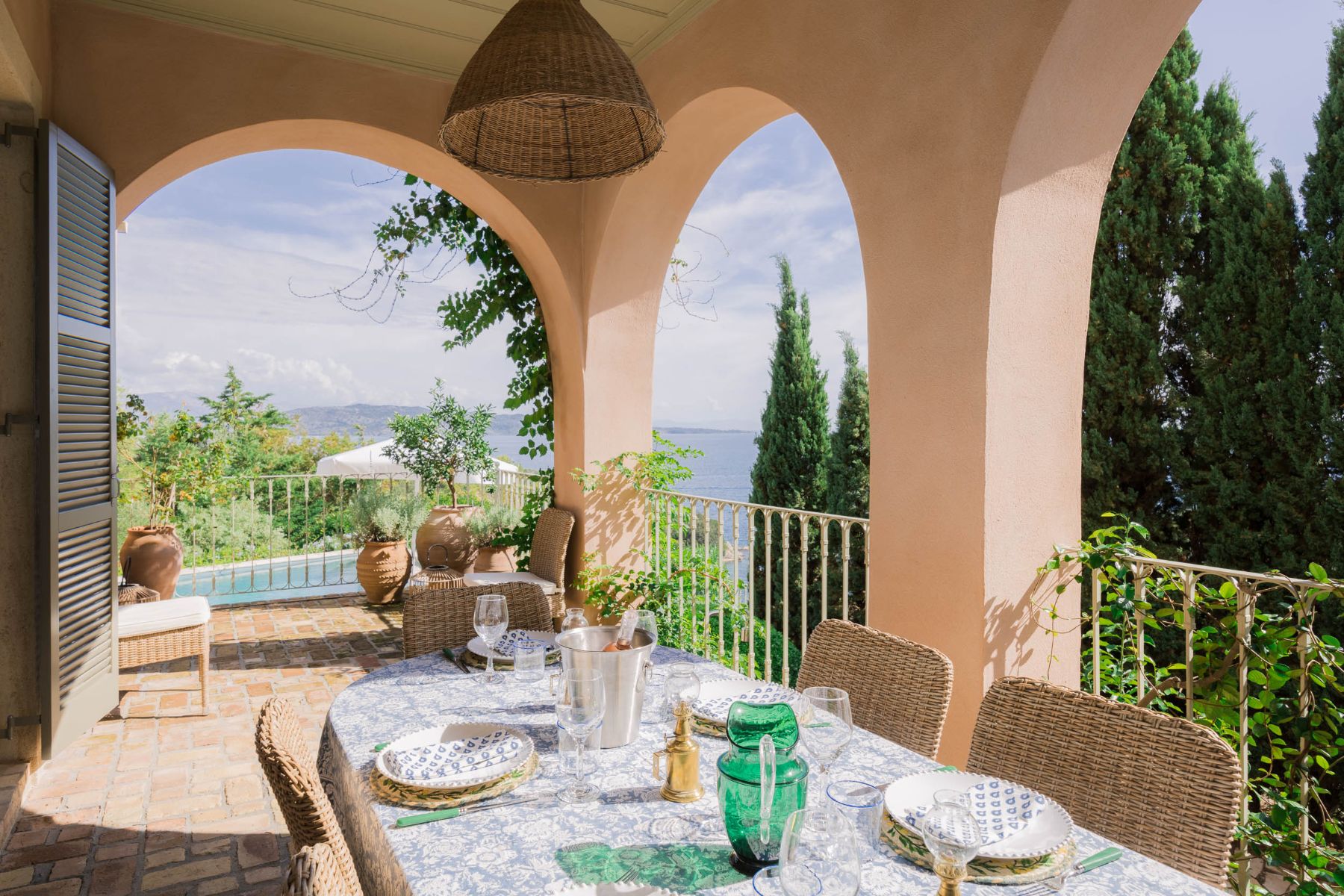 Dining terrace at Villa Mareas, Corfu