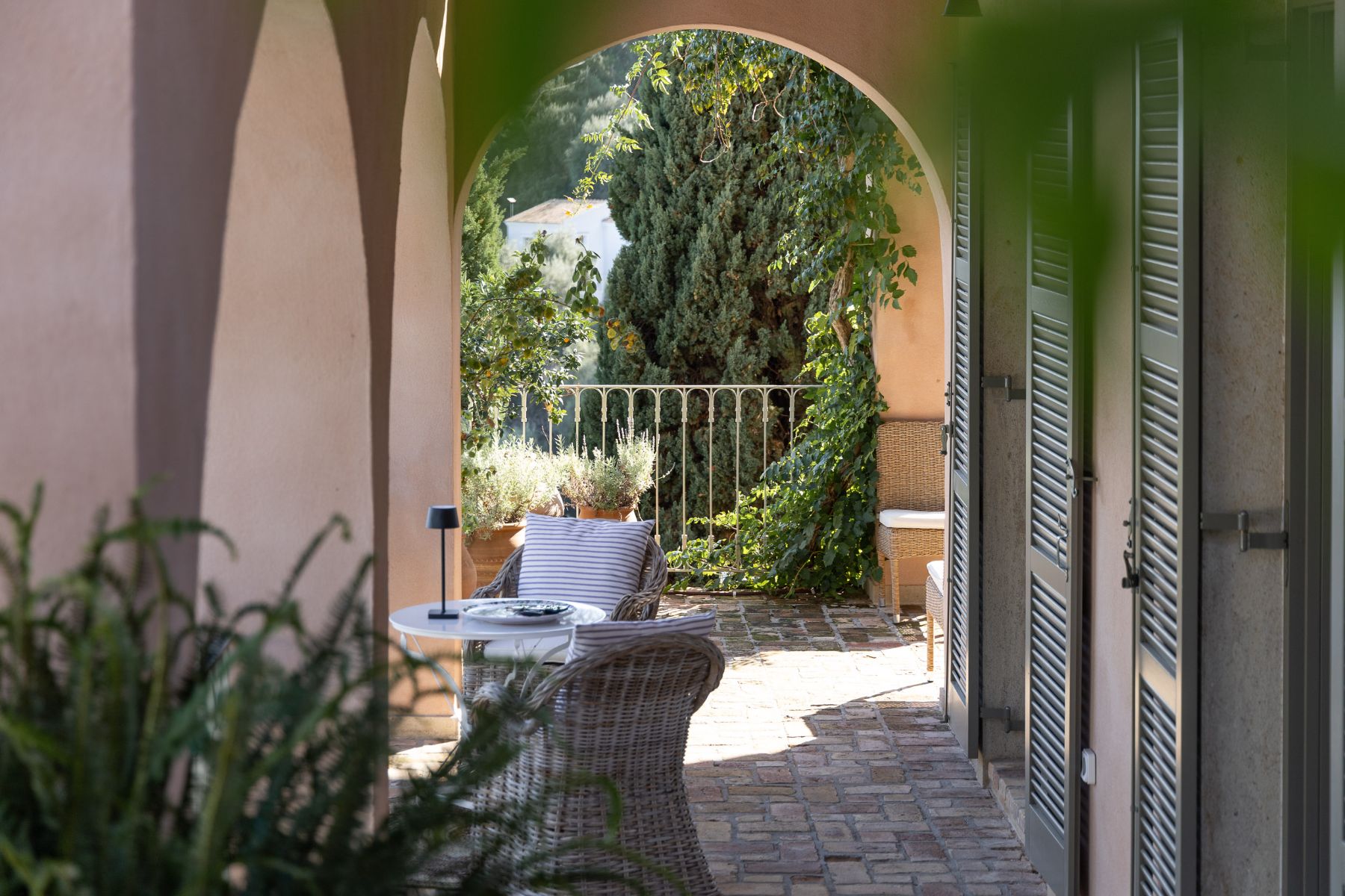 Outdoor seating at Villa Mareas, Corfu
