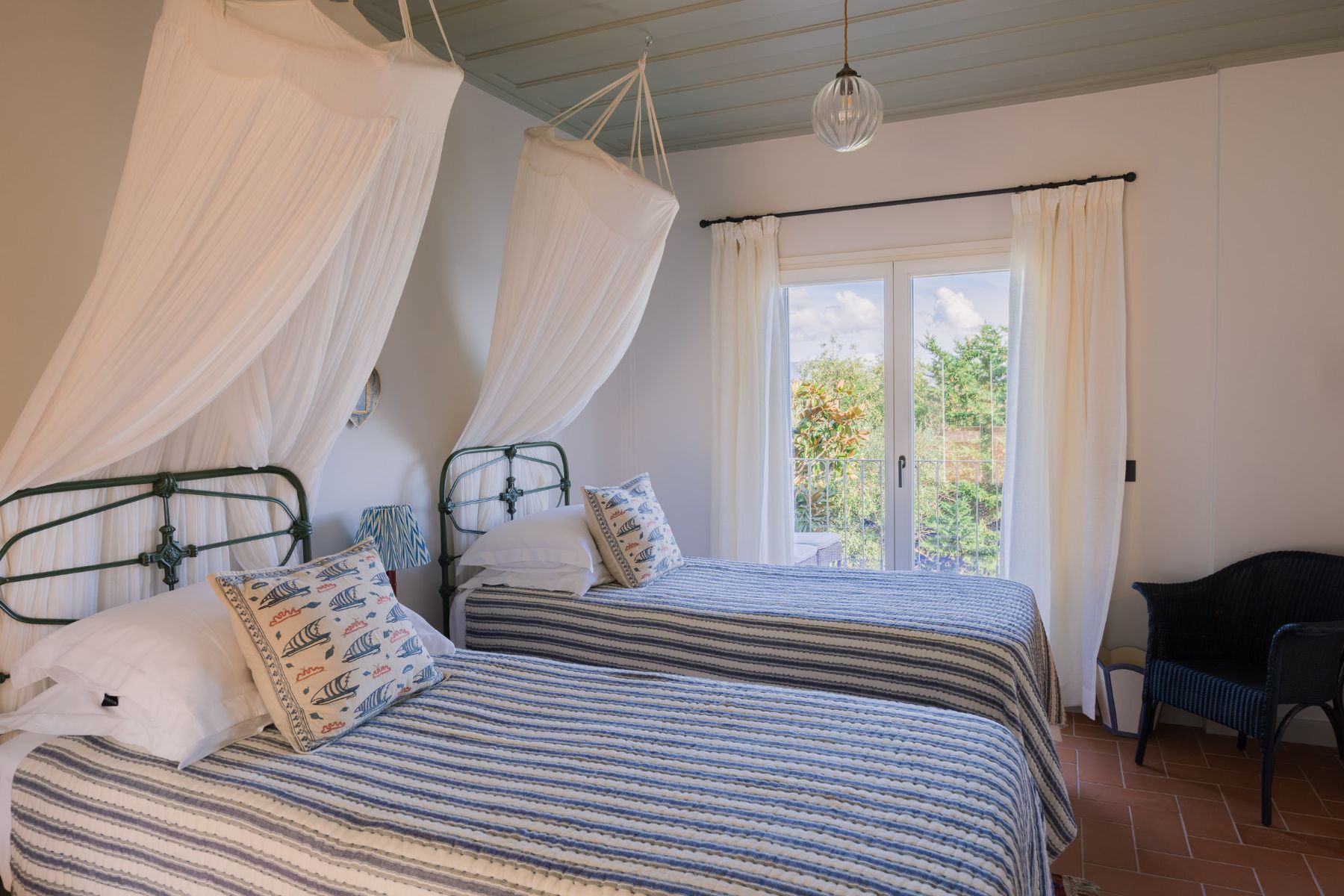 Twin bedroom at Villa Mareas, Corfu