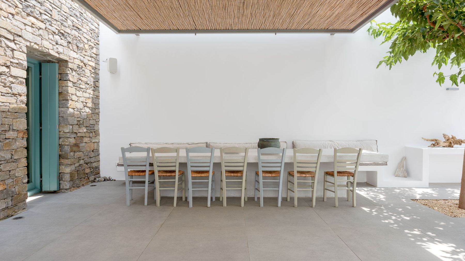 Dining terrace at Villa Nisi, Paros