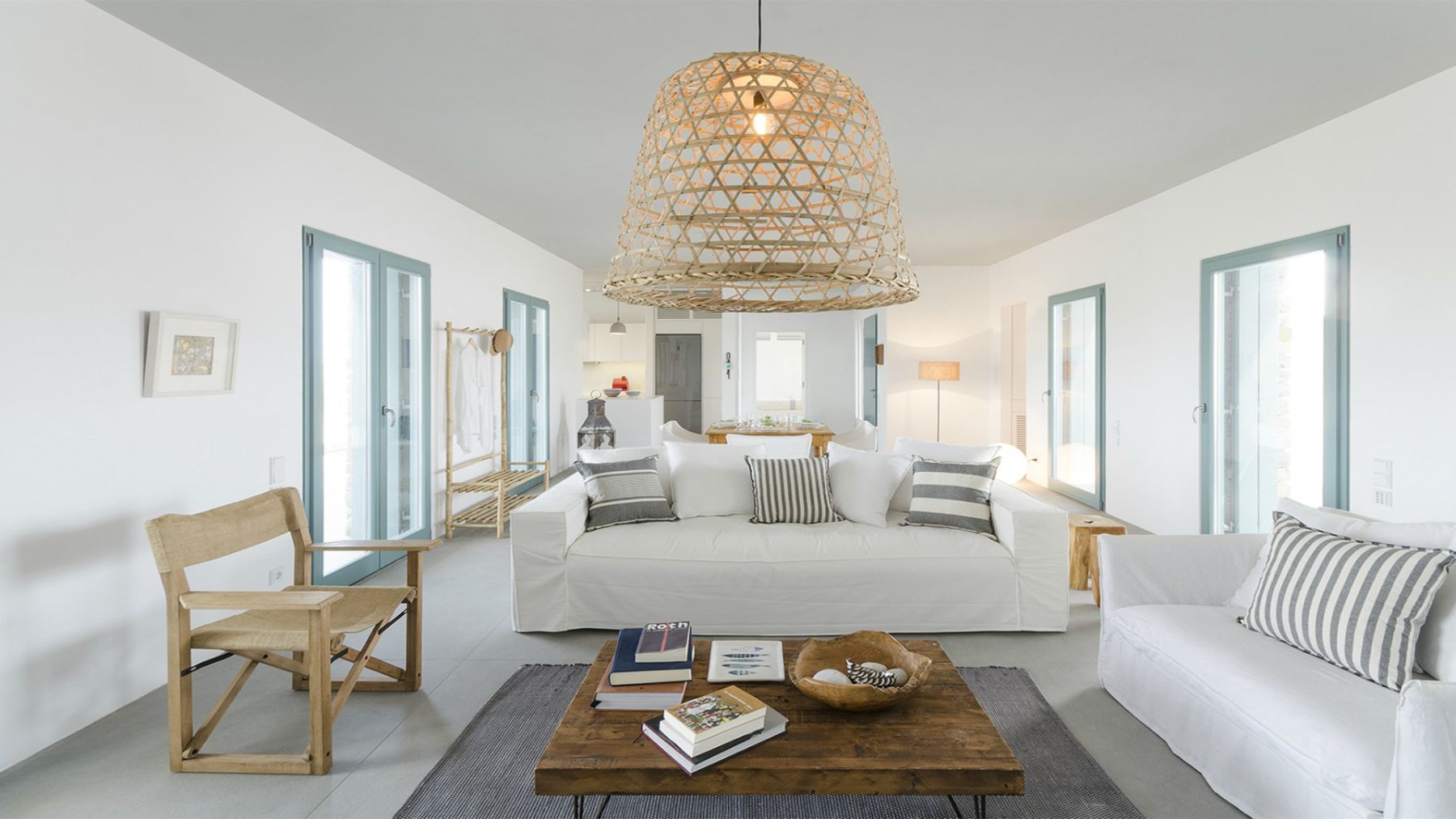 Living room at Villa Nisi, Paros
