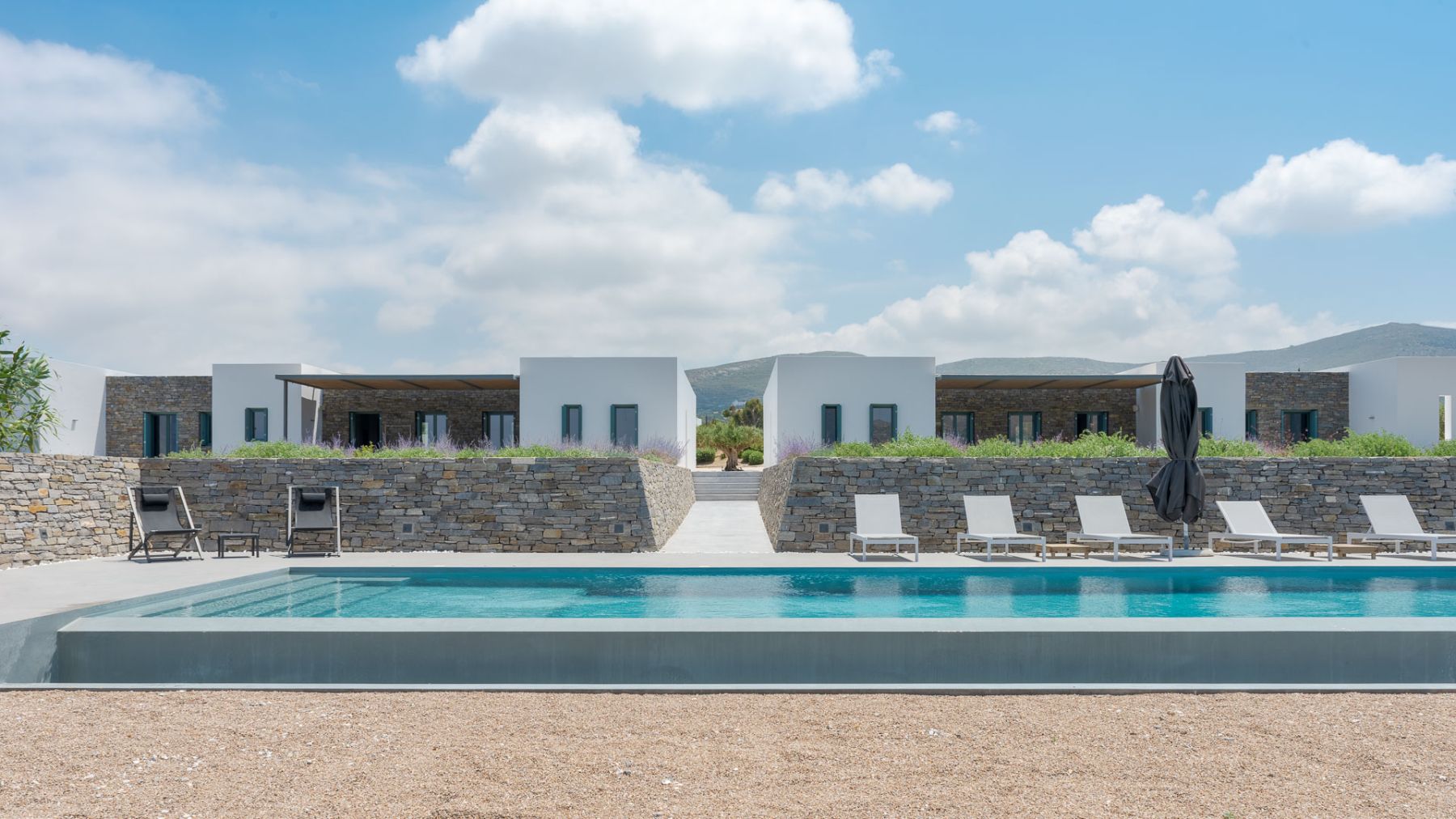 Pool and view of house at Villa Nisi, Paros