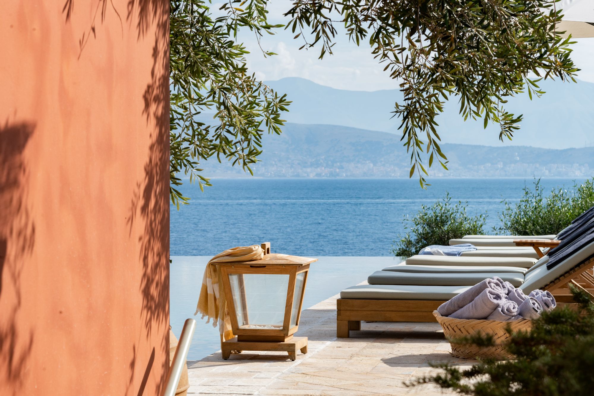 Pool with loungers at Villa Ophelia