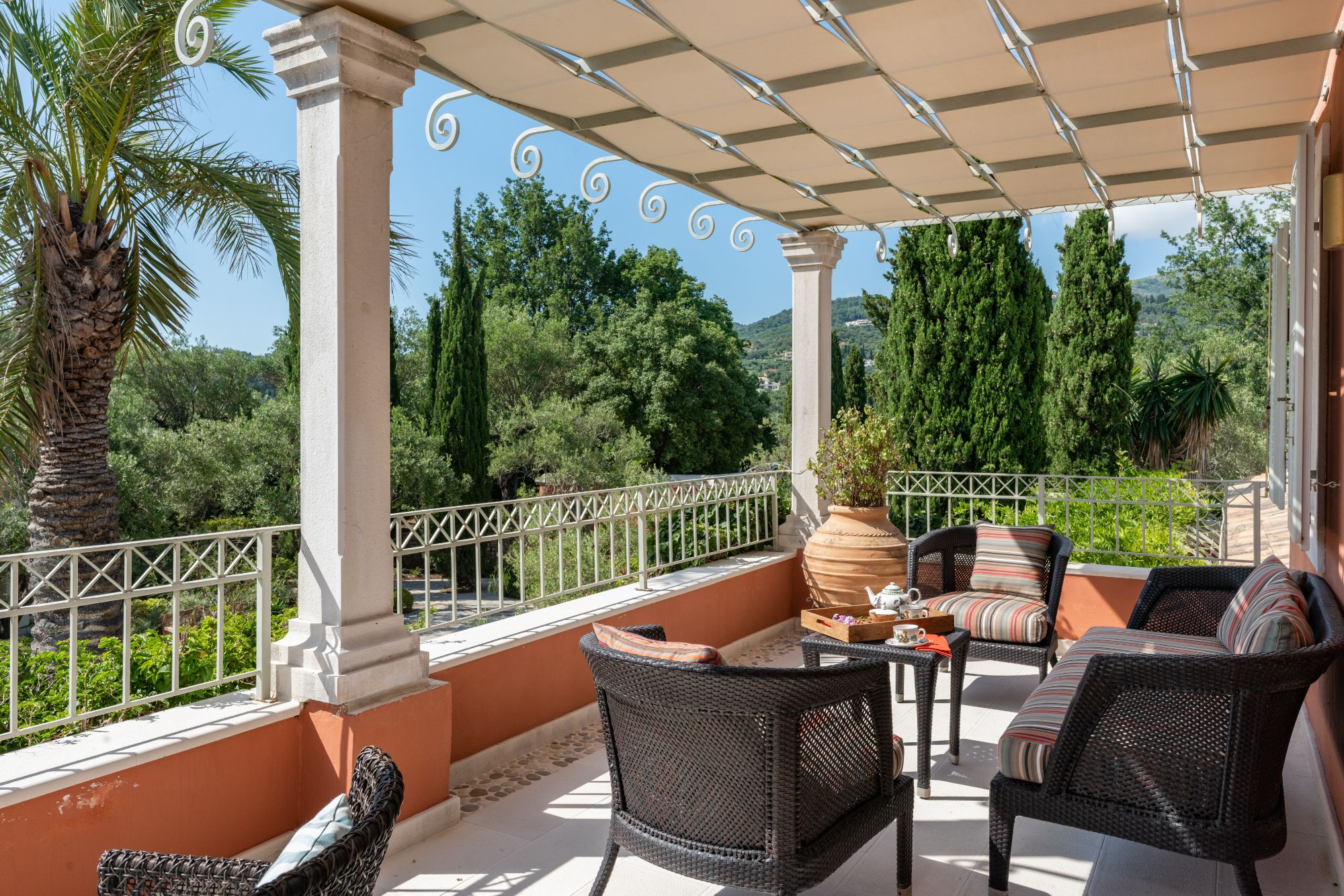 Terrace with seating at Villa Ophelia