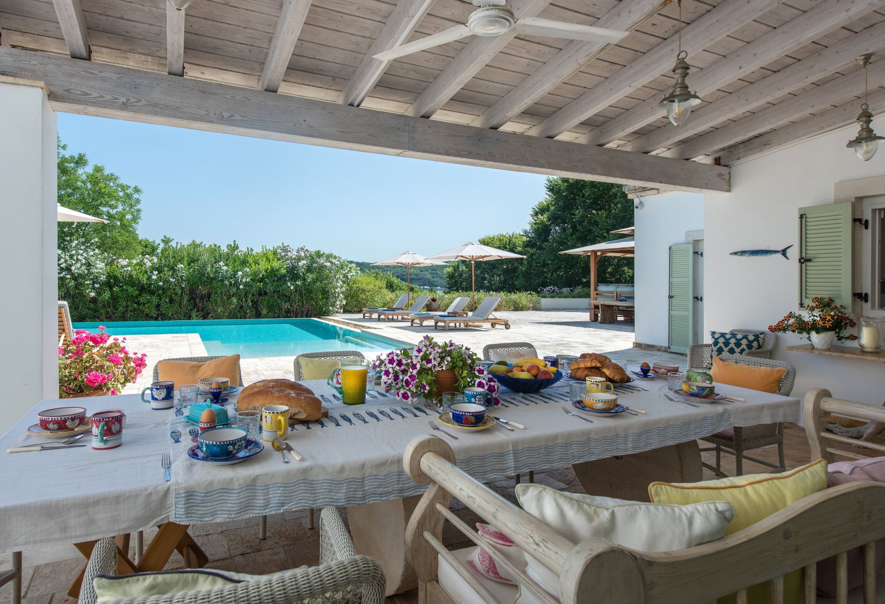Outdoor dining area at Villa Pashalia, Corfu