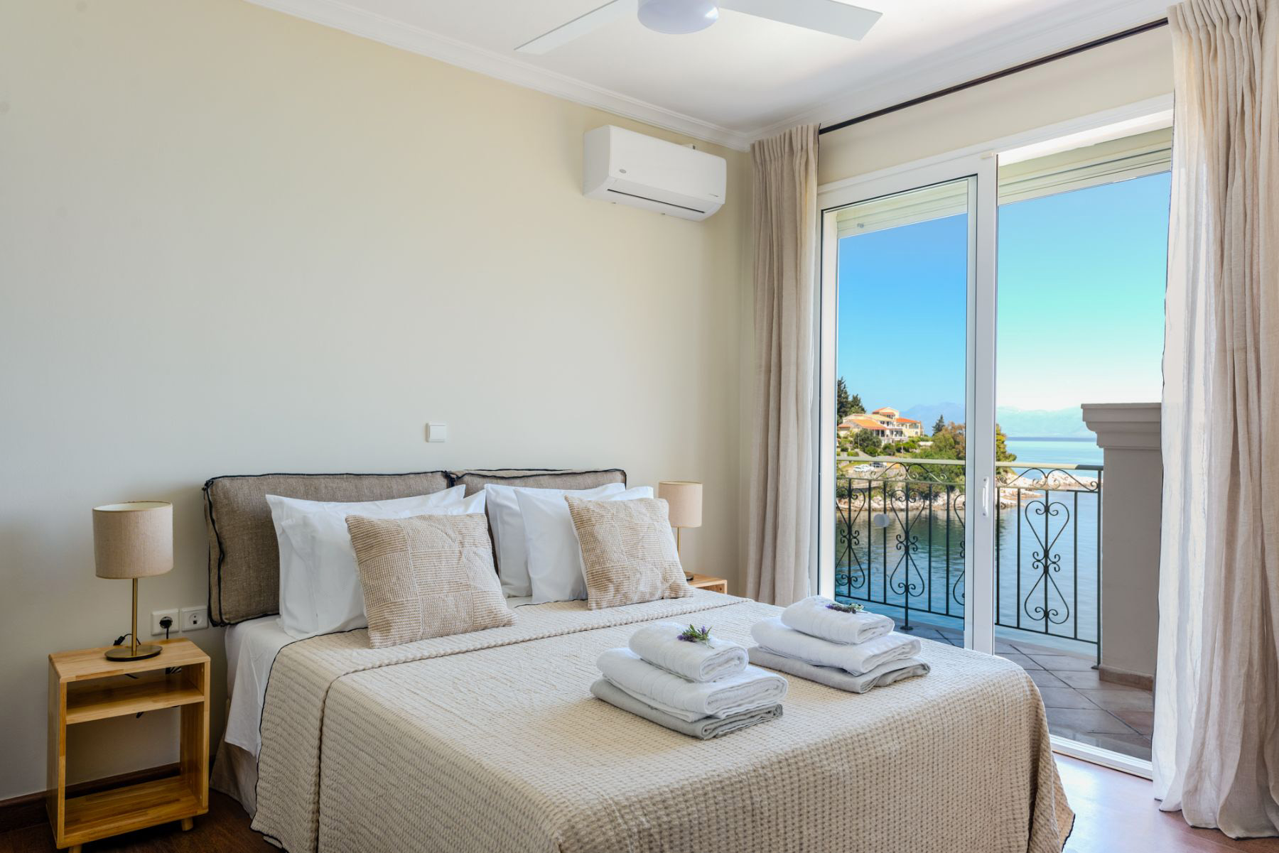 Double bedroom at Villa Petra, Corfu