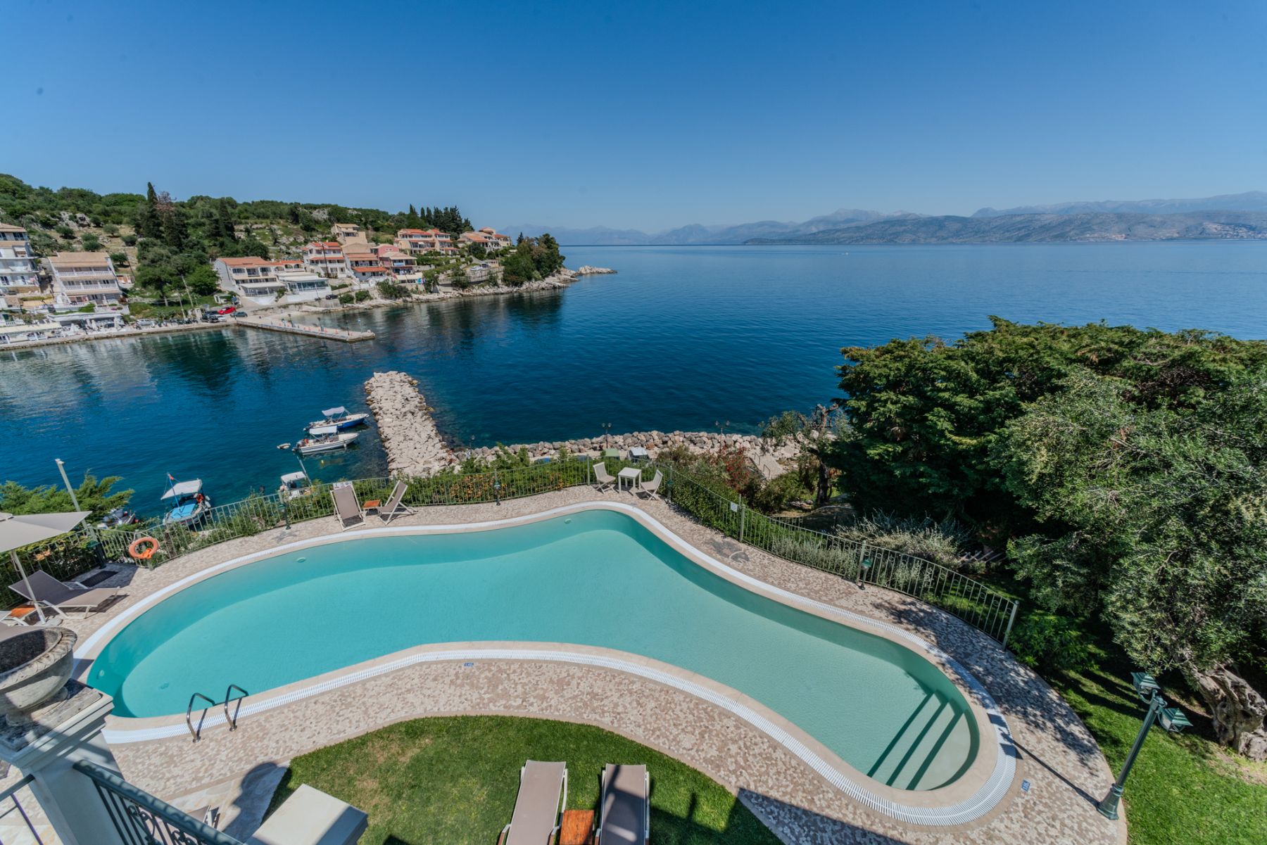 Pool with sea views at Villa Petra, Corfu