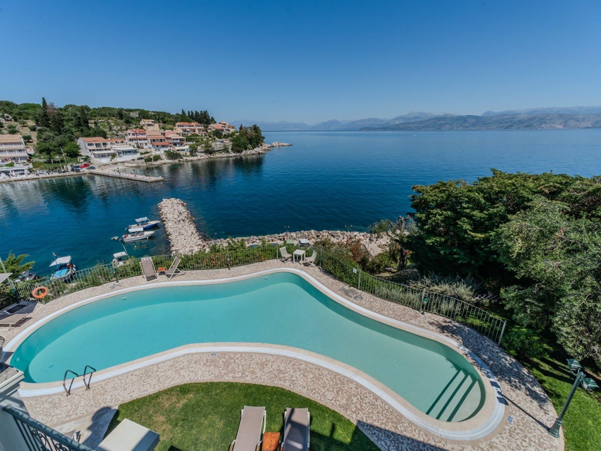 Pool with sea views at Villa Petra, Corfu