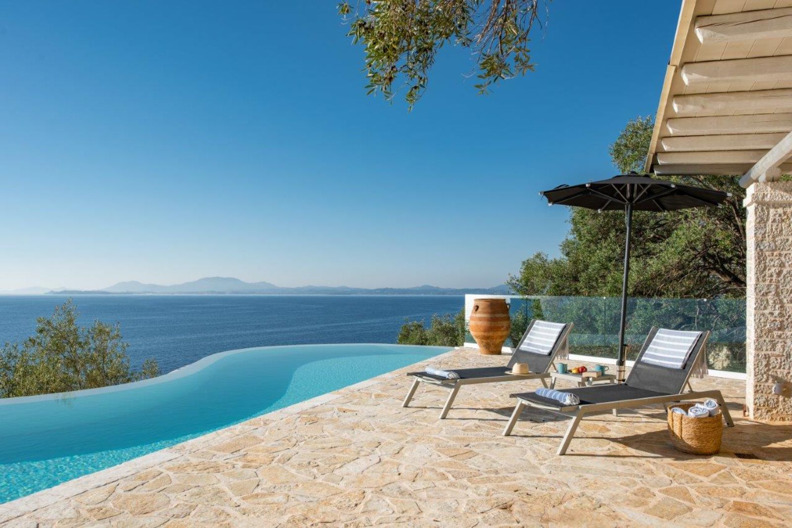 Poolside at Villa Pilos in Corfu