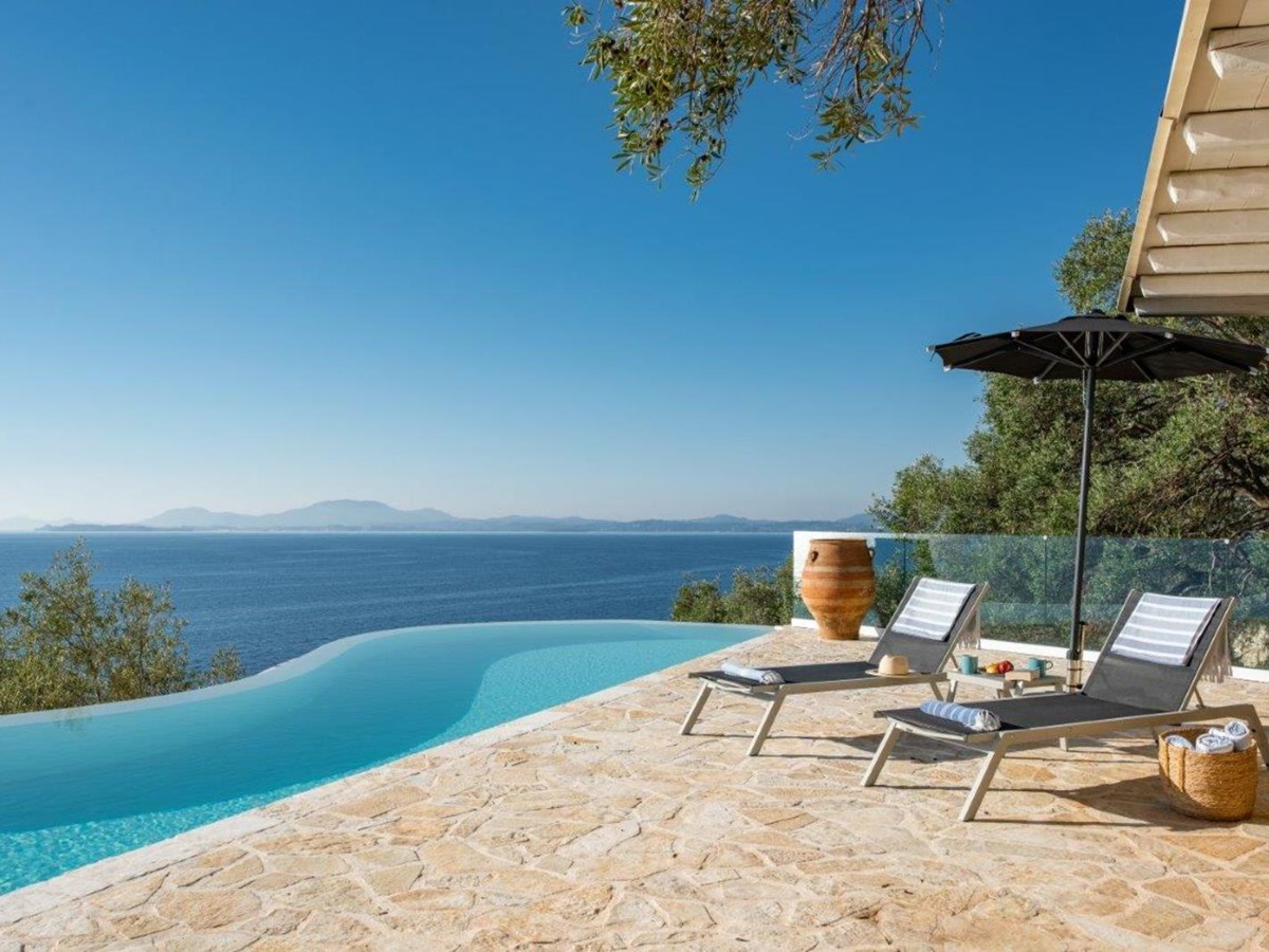 Poolside at Villa Pilos in Corfu