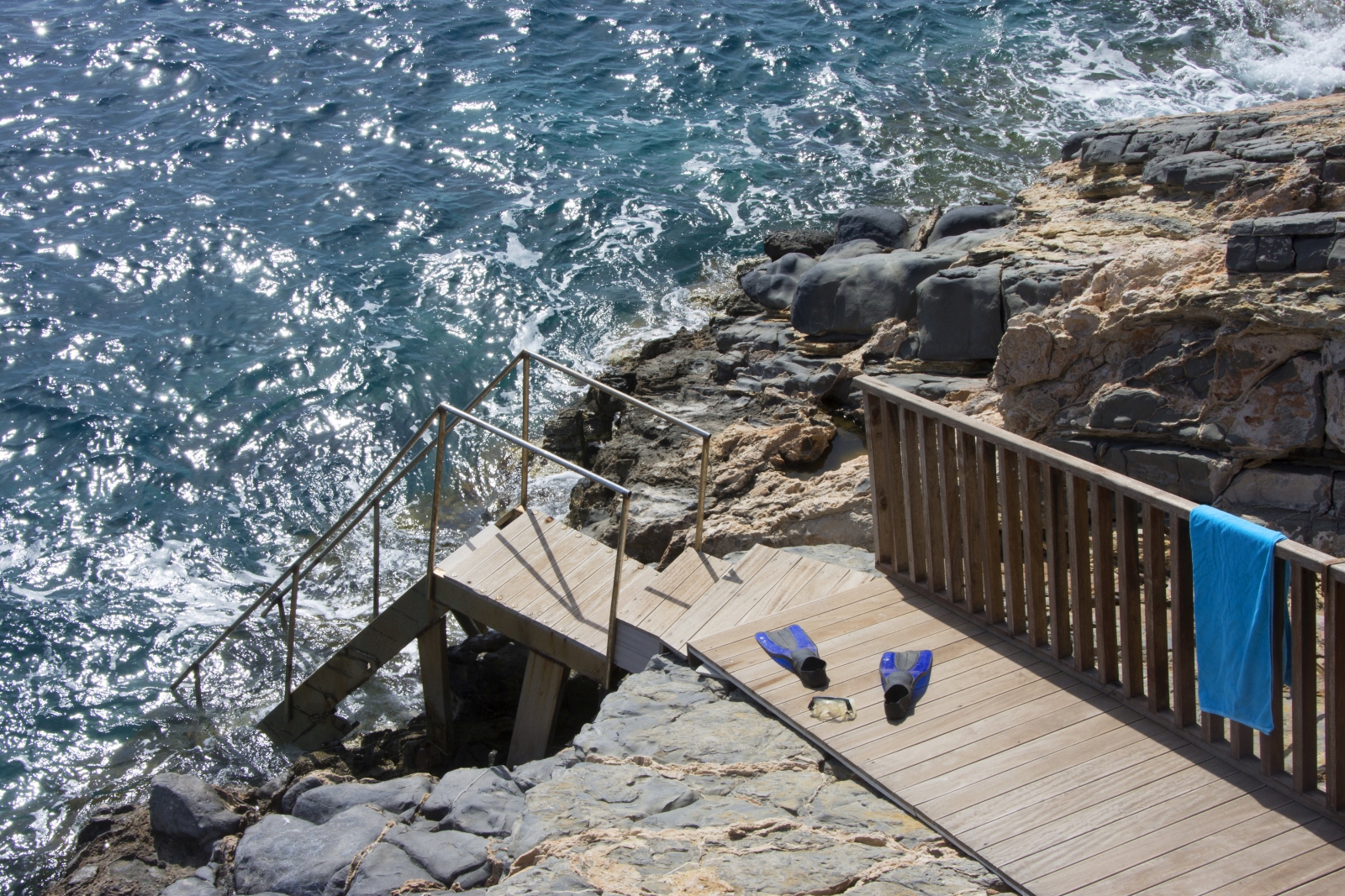 Direct access to sea from Villa Selene on Crete, Greece