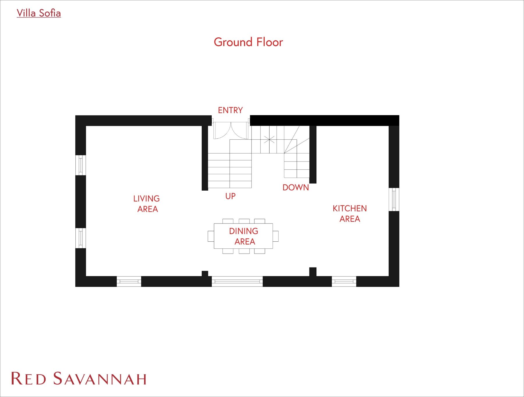 Ground floor plan of Villa Sofia in Corfu