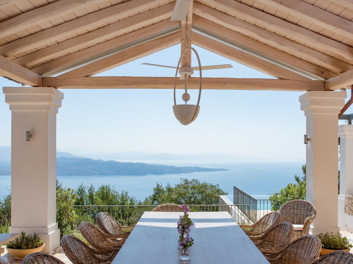 Outdoor Dining View at Villa Sofia in Corfu