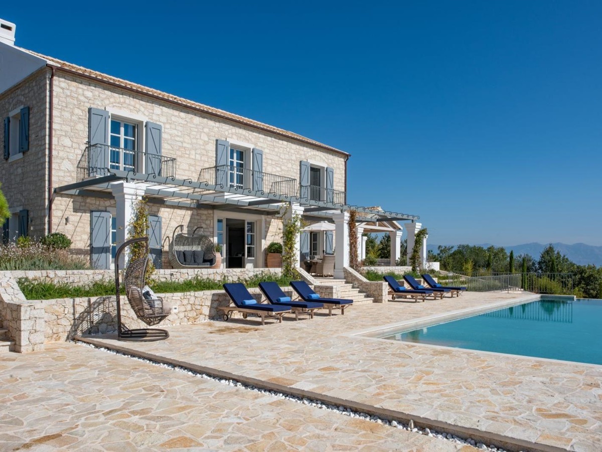 Pool terrace at Villa Sofia in Corfu