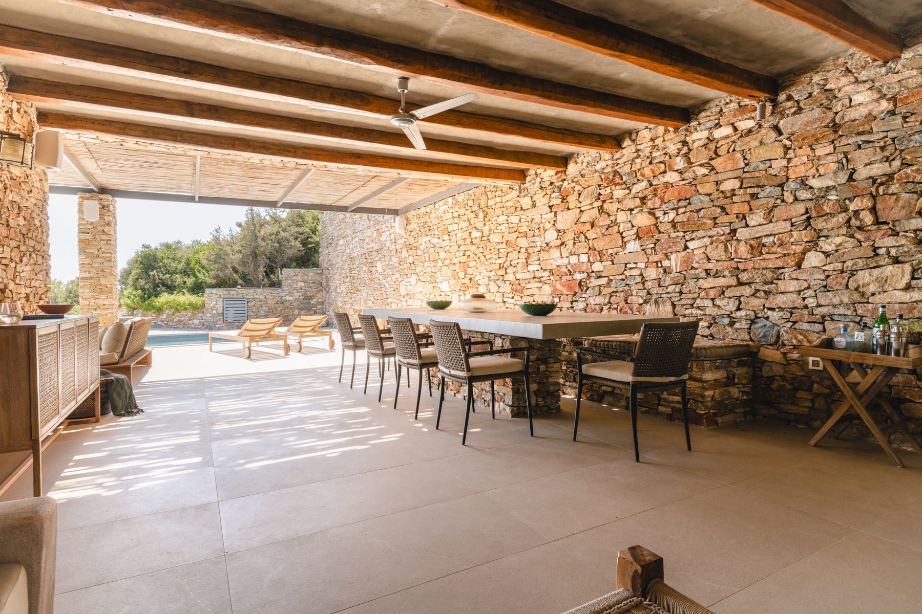 Covered dining terrace at Villa Thalia, Sifnos