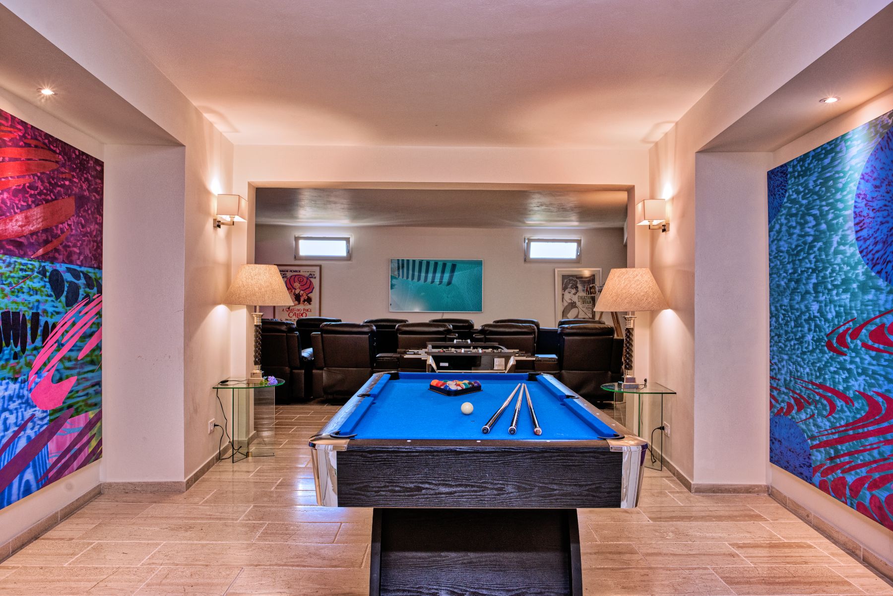 Games room with pool table at Villa Thea, Corfu