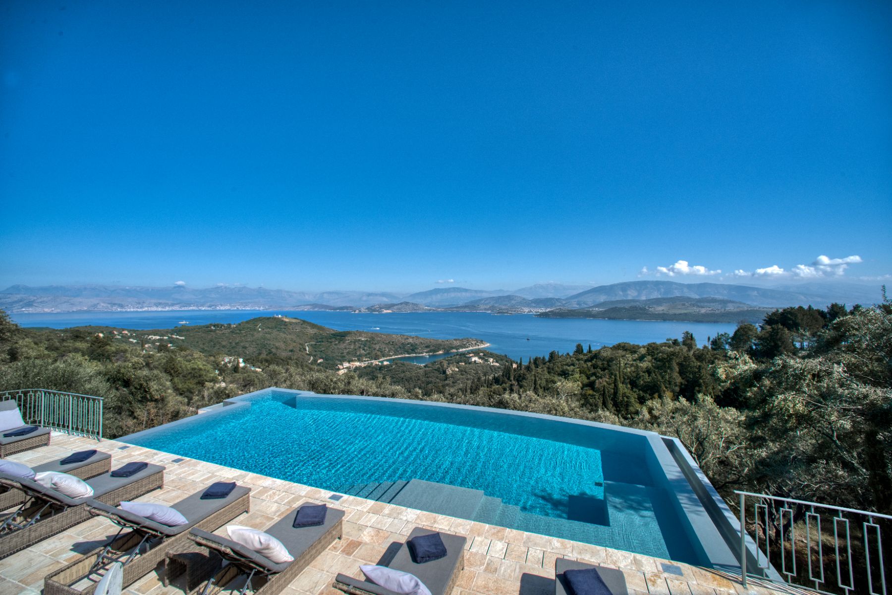 Pool with sea view at Villa Thea, Corfu