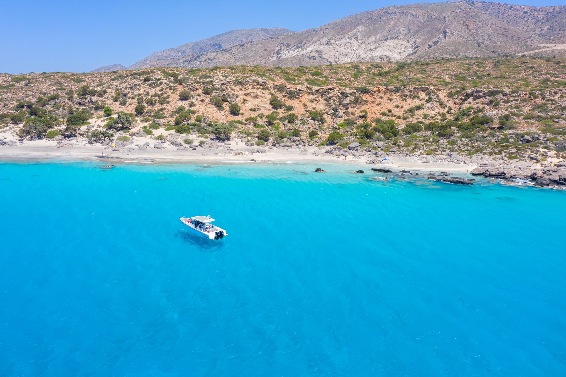 A boat moored at Kedrodasos Beach in Crete
