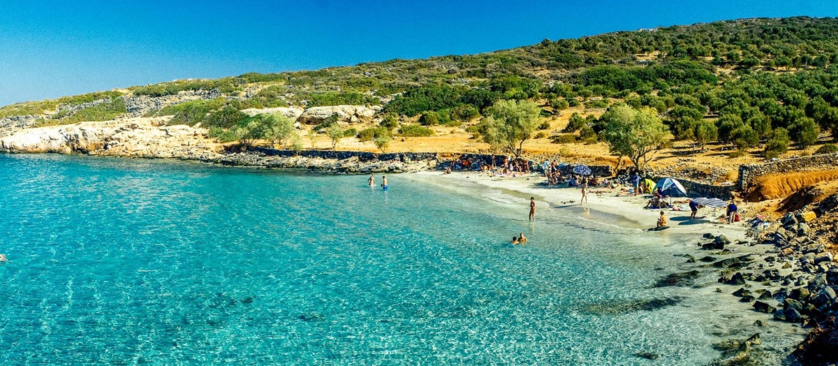 Panoramic view of Kolokytha Beach in Crete