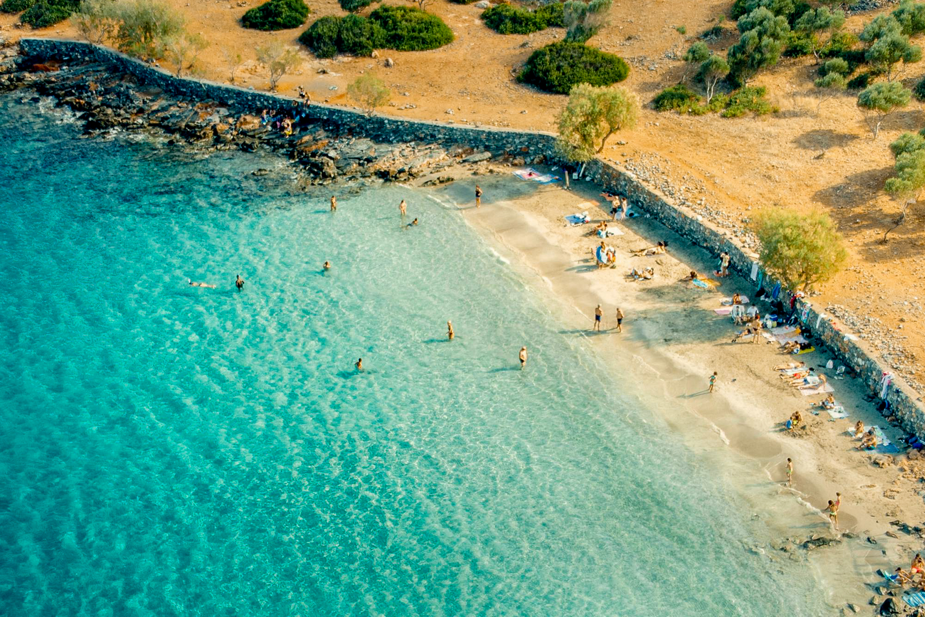 Aerial view of Kolokytha beach in Crete