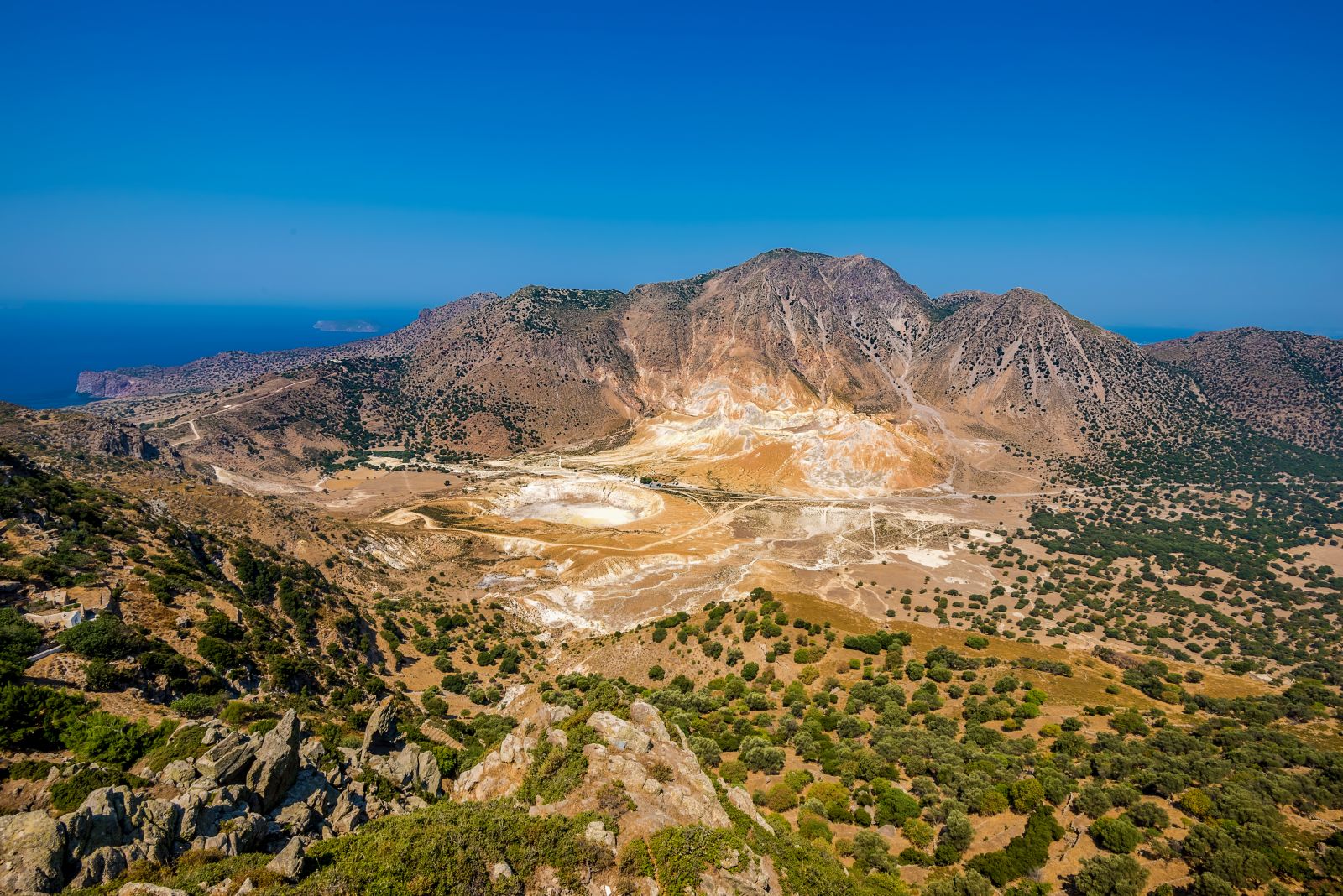 The volcanic crater on Nisiros Island in Greece