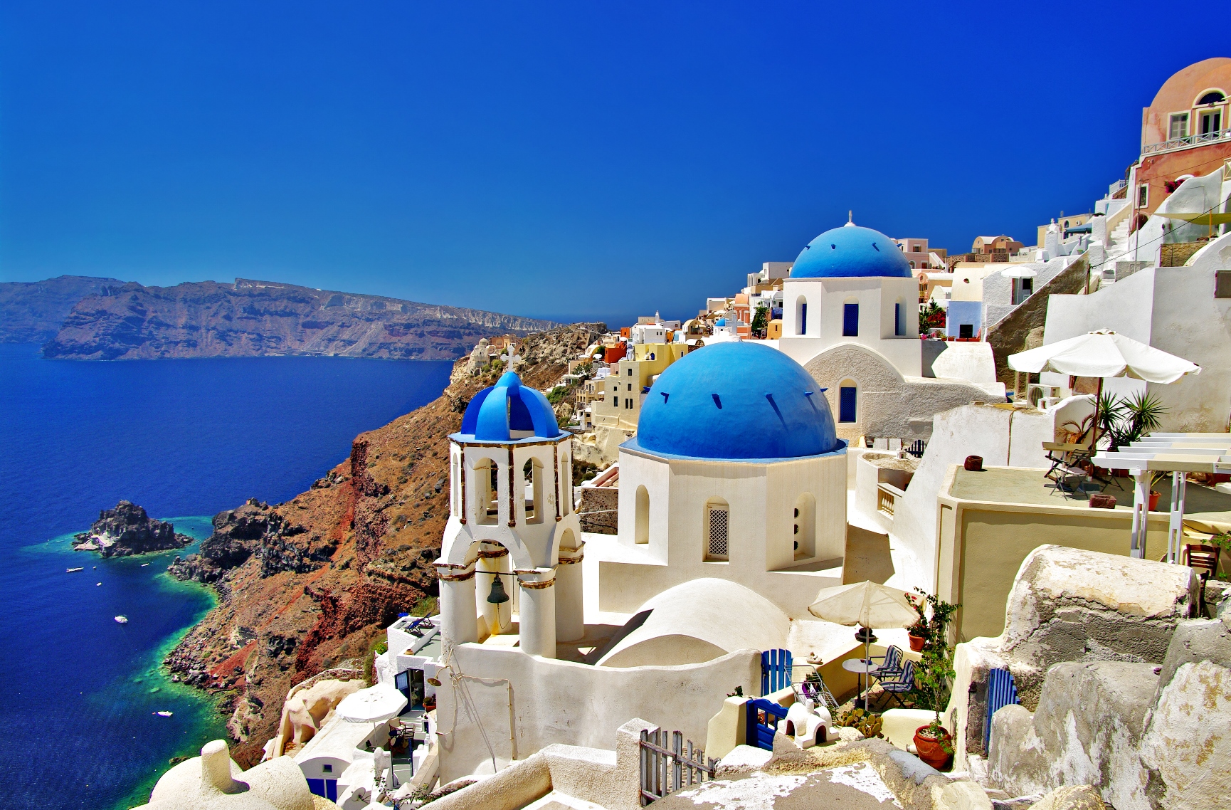 View over Oia and sea, Greece