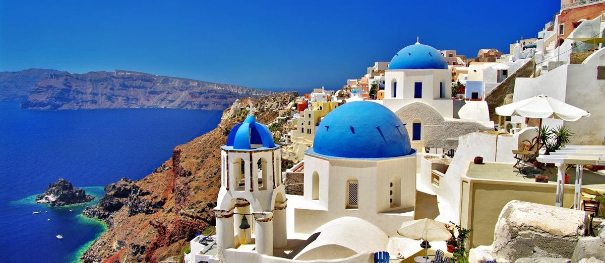 View over Oia and sea, Greece