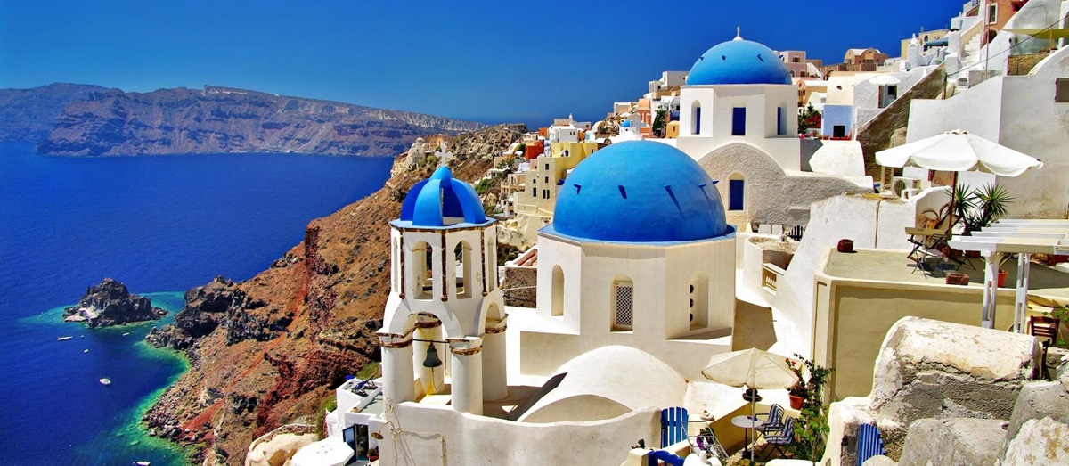 View over Oia and sea, Greece