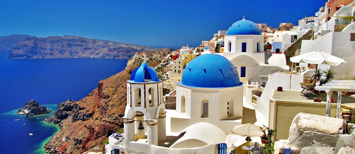 View over Oia and sea, Greece