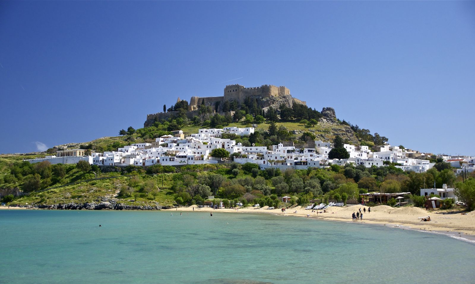Golden sand beach on Rhodes, Greece