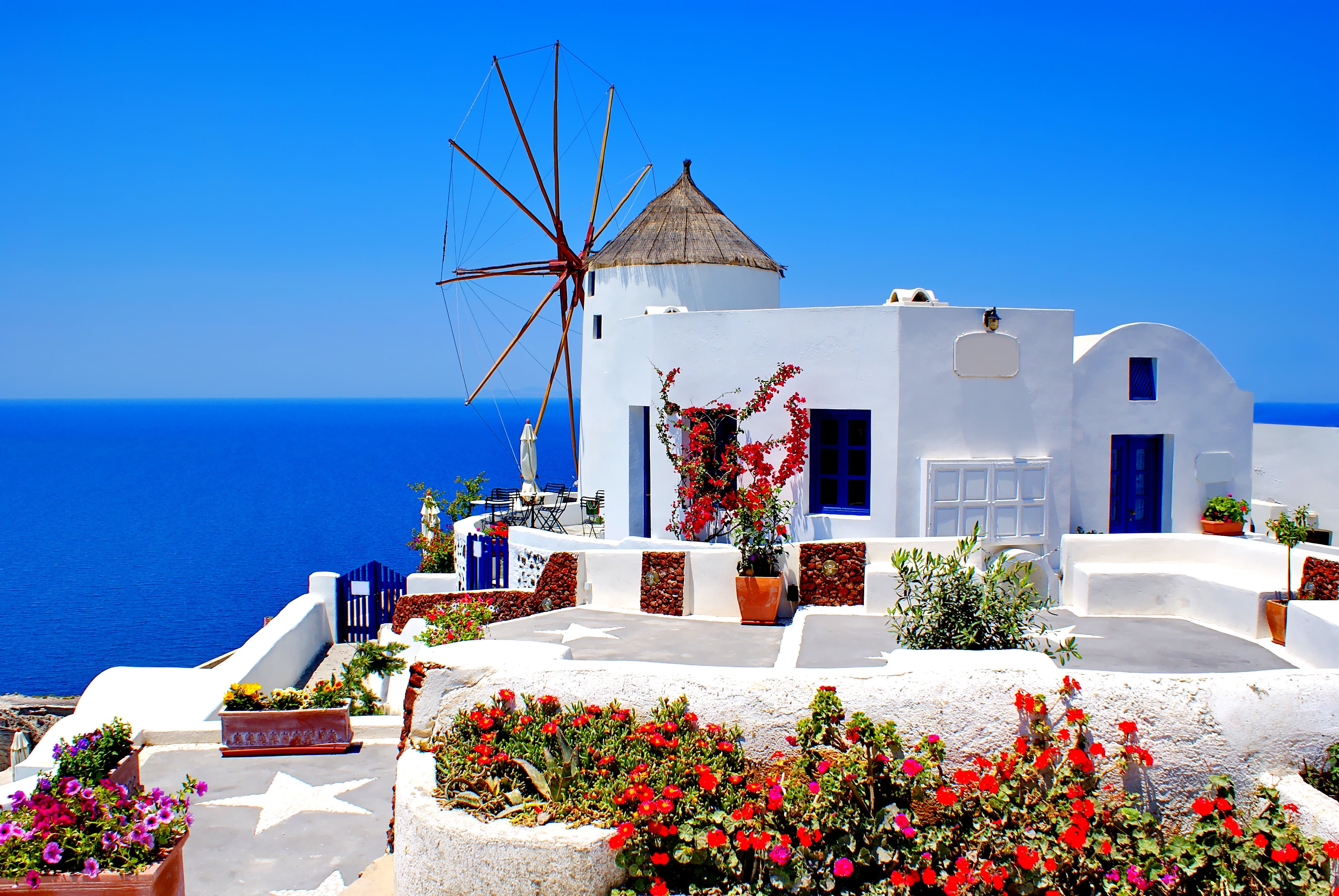 Windmill in Oia village, santorini