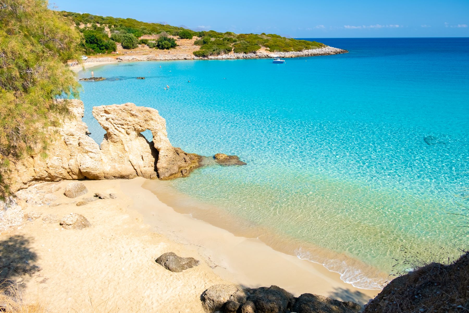 Rock formations of Voulisma Beach in Crete