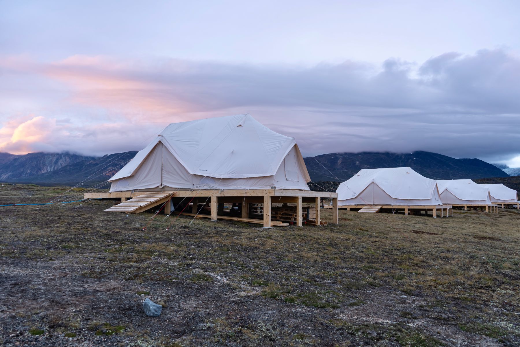 Luxury tents at Camp Saqqaq Disko Bay Greenland