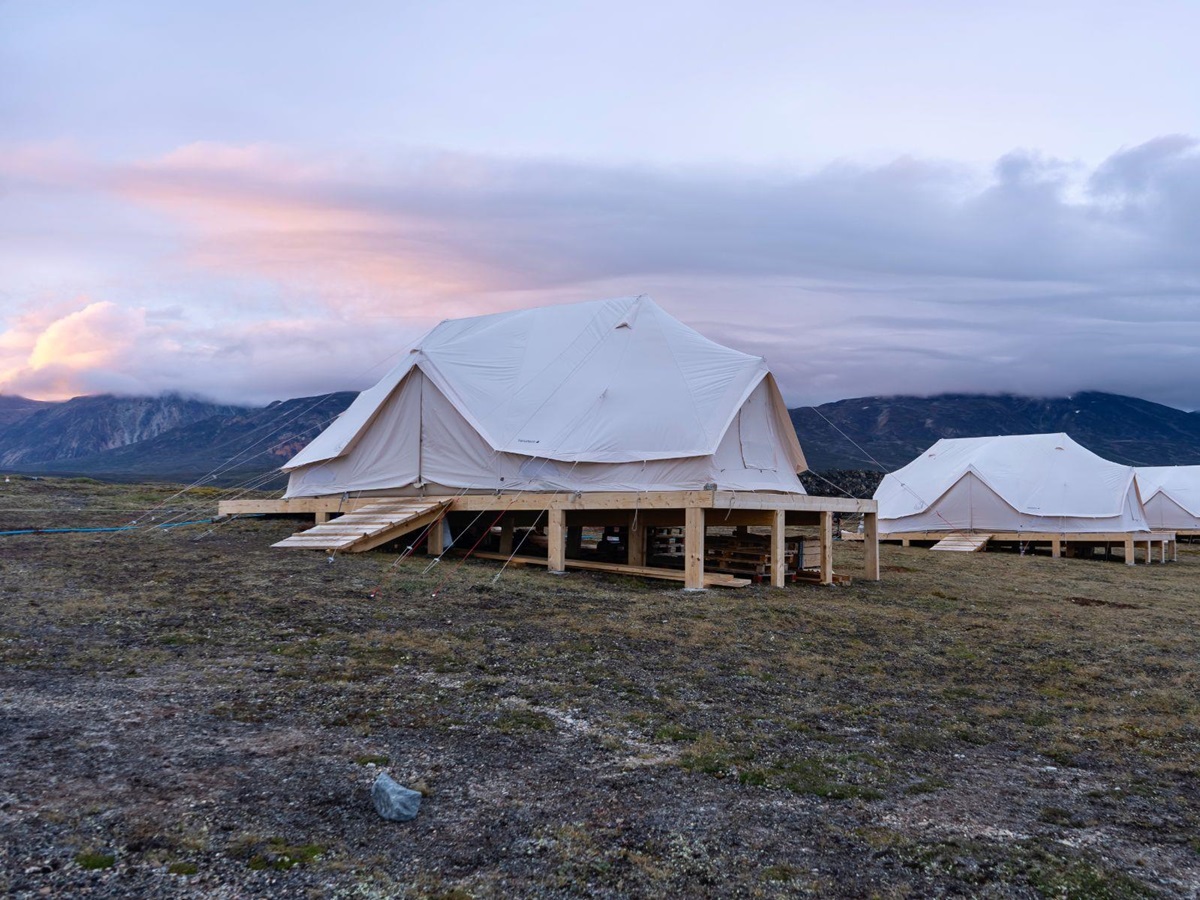Luxury tents at Camp Saqqaq Disko Bay Greenland